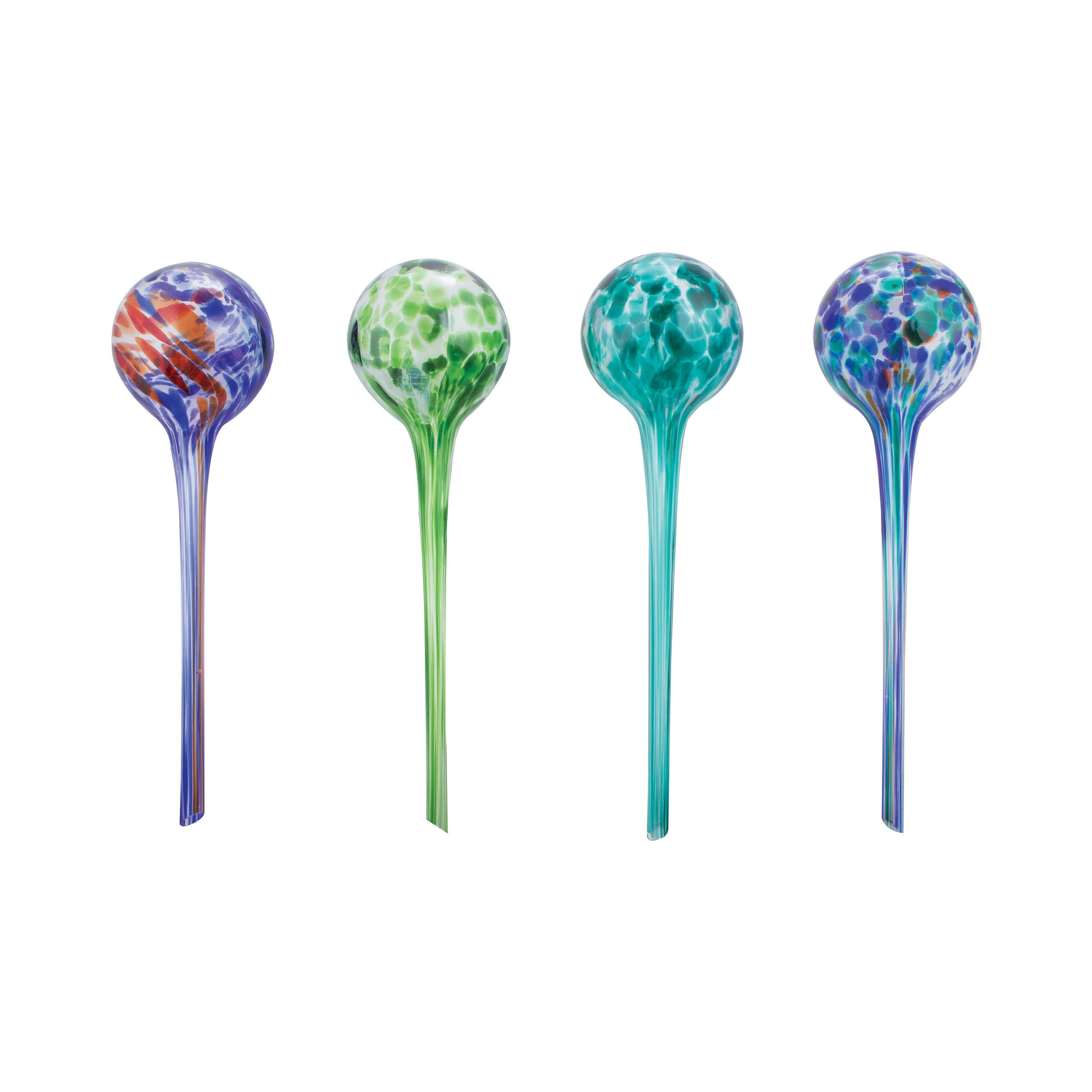 4-piece Watering Globe Set， Colorful Hand-Blown Glass For Plant Watering