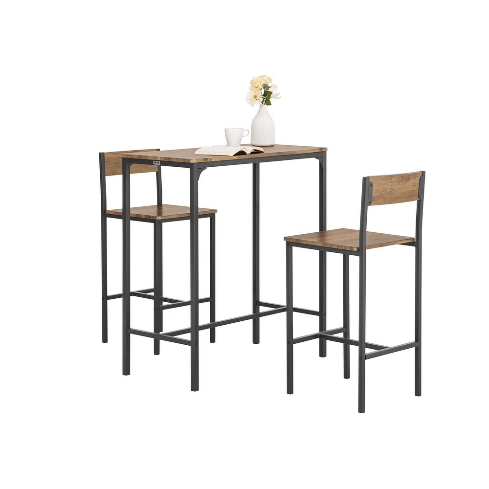 SoBuy OGT03 XL  Bar Set 1 Bar Table And 2 Stools  3 Pieces Home Kitchen Dining Set