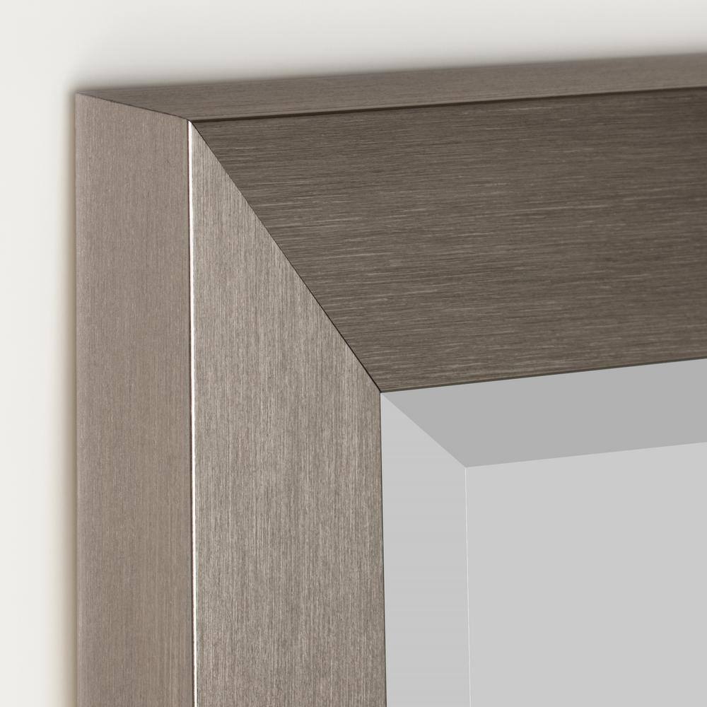 Deco Mirror 28 in. W x 40 in. H Framed Rectangular Beveled Edge Bathroom Vanity Mirror in Brush Nickel 6200