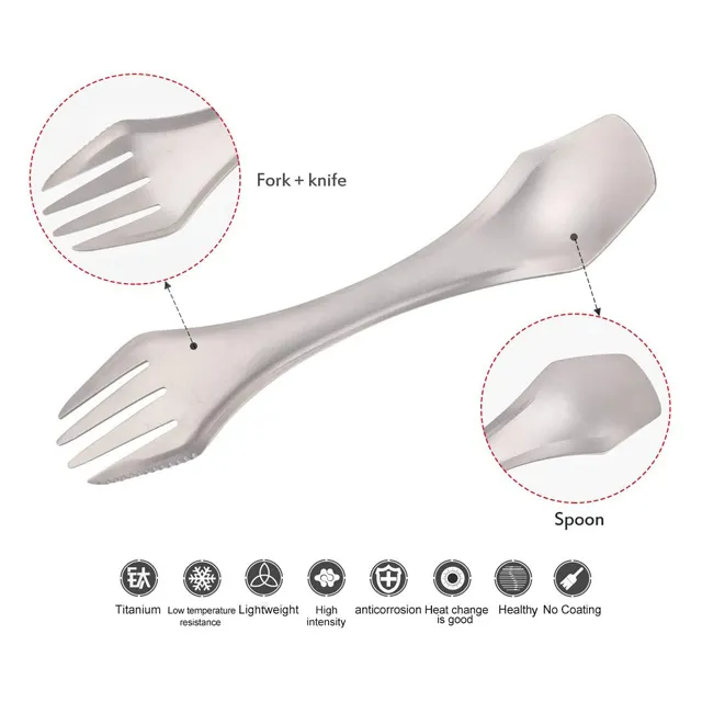 JXT OEM factory Boundless Voyage Camping Hiking and Backpacking Multi Spoon Fork and Knife Titanium Ultralight 3 in 1 Spork