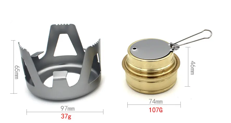 Safe Mini Outdoor Camping Alcohol Stove for Backpacking Lightweight Brass Spirit Burner with Aluminium Stand