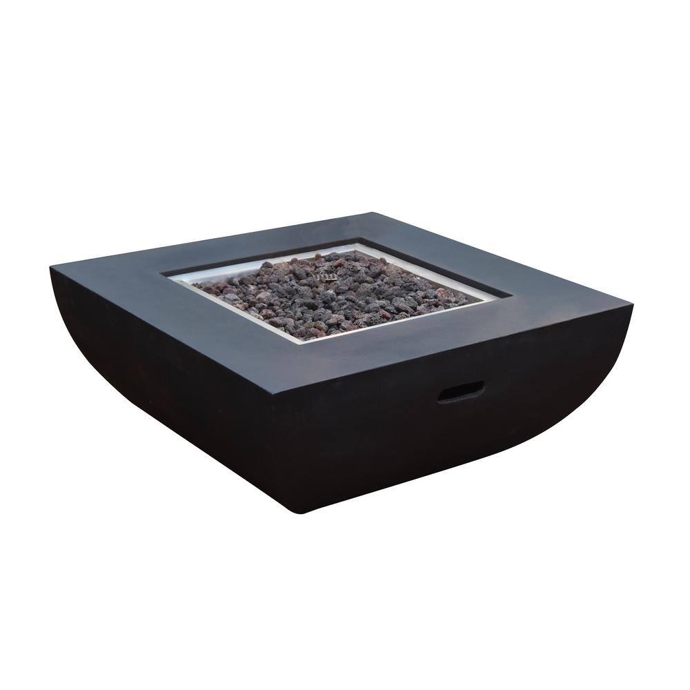 Modeno Aurora 34 in. x 14 in. Square Concrete Propane Fire Pit in Black OFG114-LP