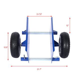 Tidoin 10 in. Blue Lumber Transfer Panel Handbarrow Dolly with Pneumatic Wheels and 600 lb. Load Capacity GH-YDW4-169