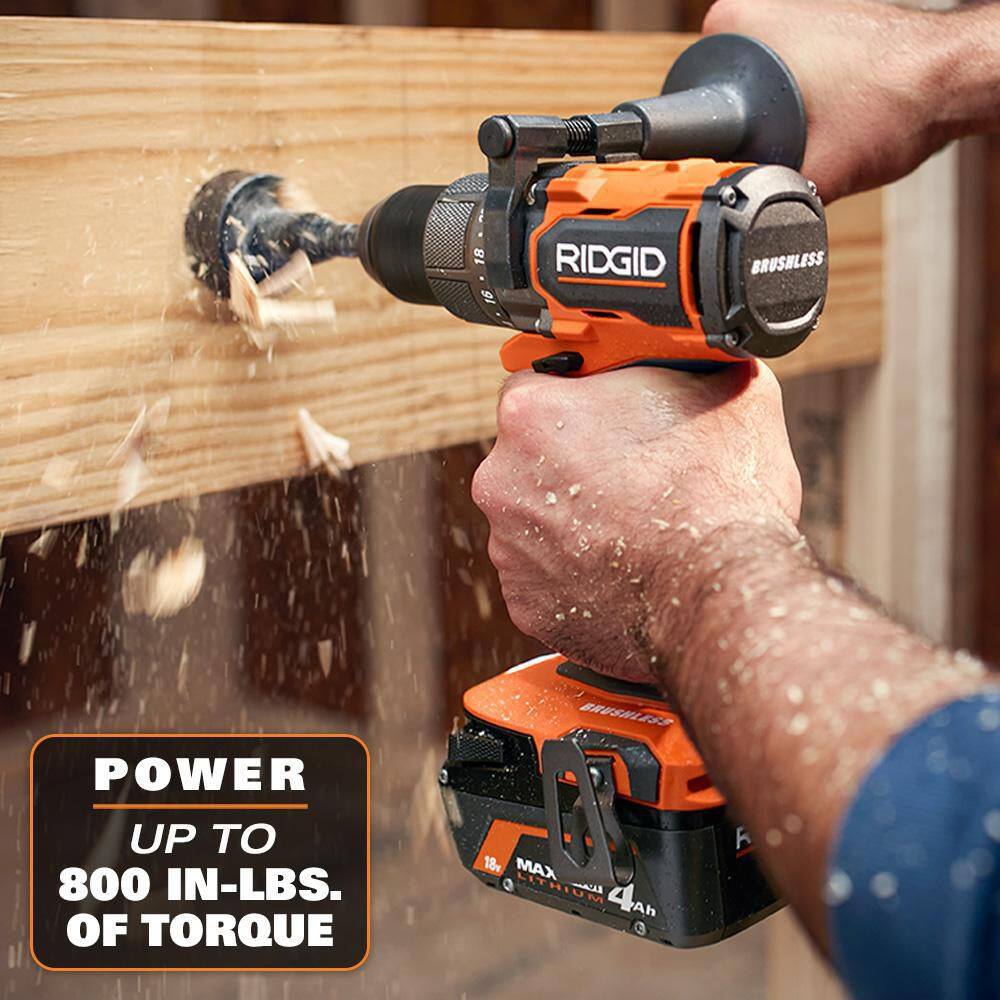 RIDGID 18V Brushless Cordless 12 in. DrillDriver Kit with 2.0 Ah MAX Output Battery and 18V Charger R86114KN