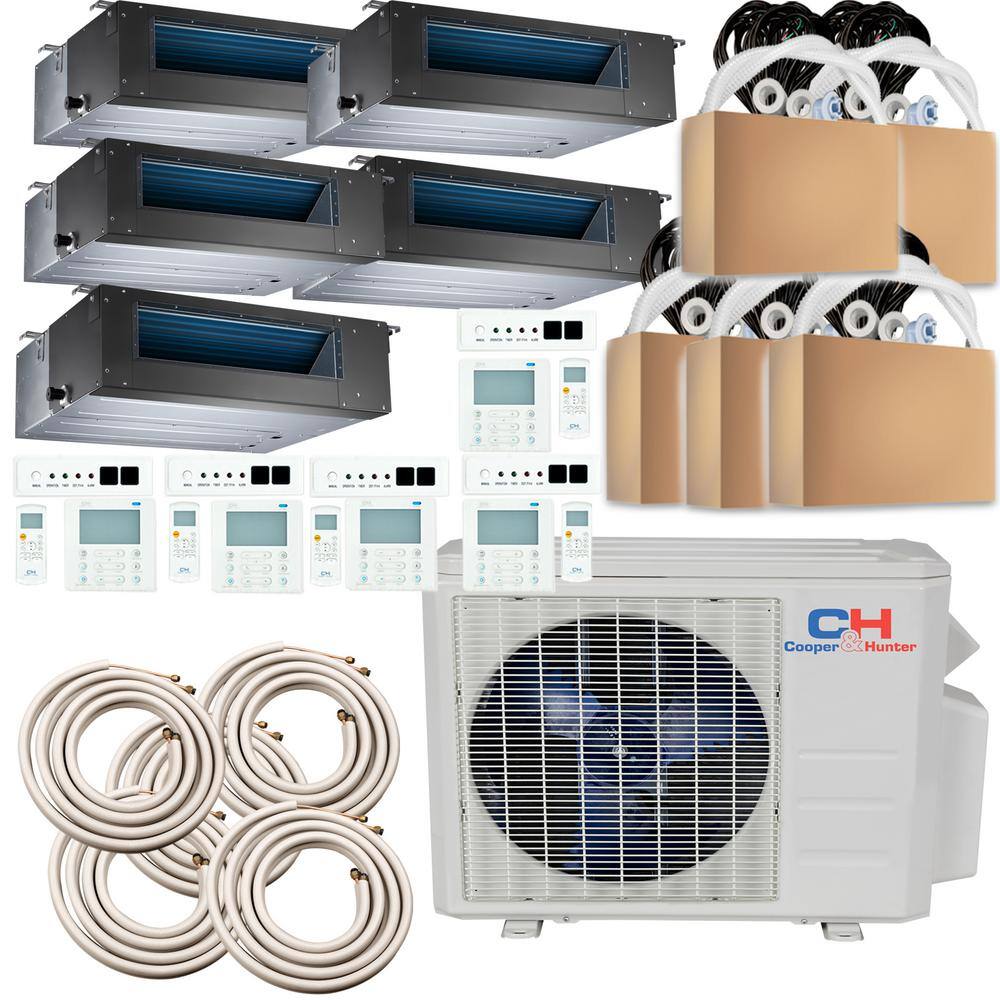 COOPER  HUNTER Sophia 48000 BTU 4 Ton 21.5 SEER 5 Zones Duct Multi-Zone Ductless Mini Split Air Conditioner with Heat Pump 230V CH0909090909MSPHDT230VI-CH48MSPH230V