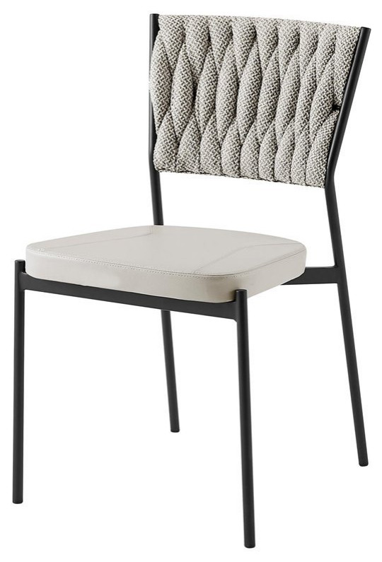 New Pacific Direct Leander 17.5 quotMetal  ampFabric Dining Chair in Gray (Set of 4)   Midcentury   Dining Chairs   by Homesquare  Houzz