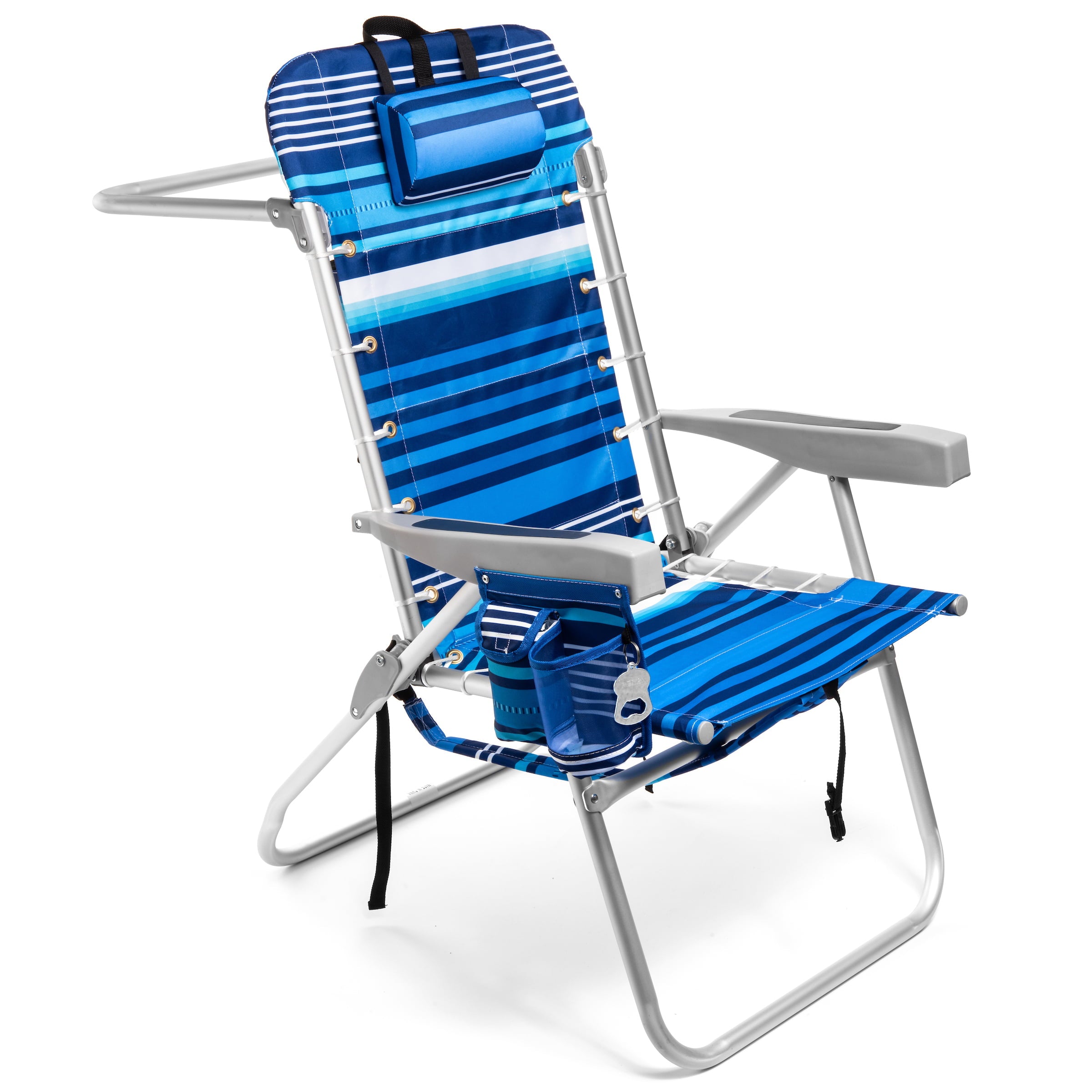 (Tall Chair)  Homevative Folding Backpack High Beach Chair， Towel bar， High Tide