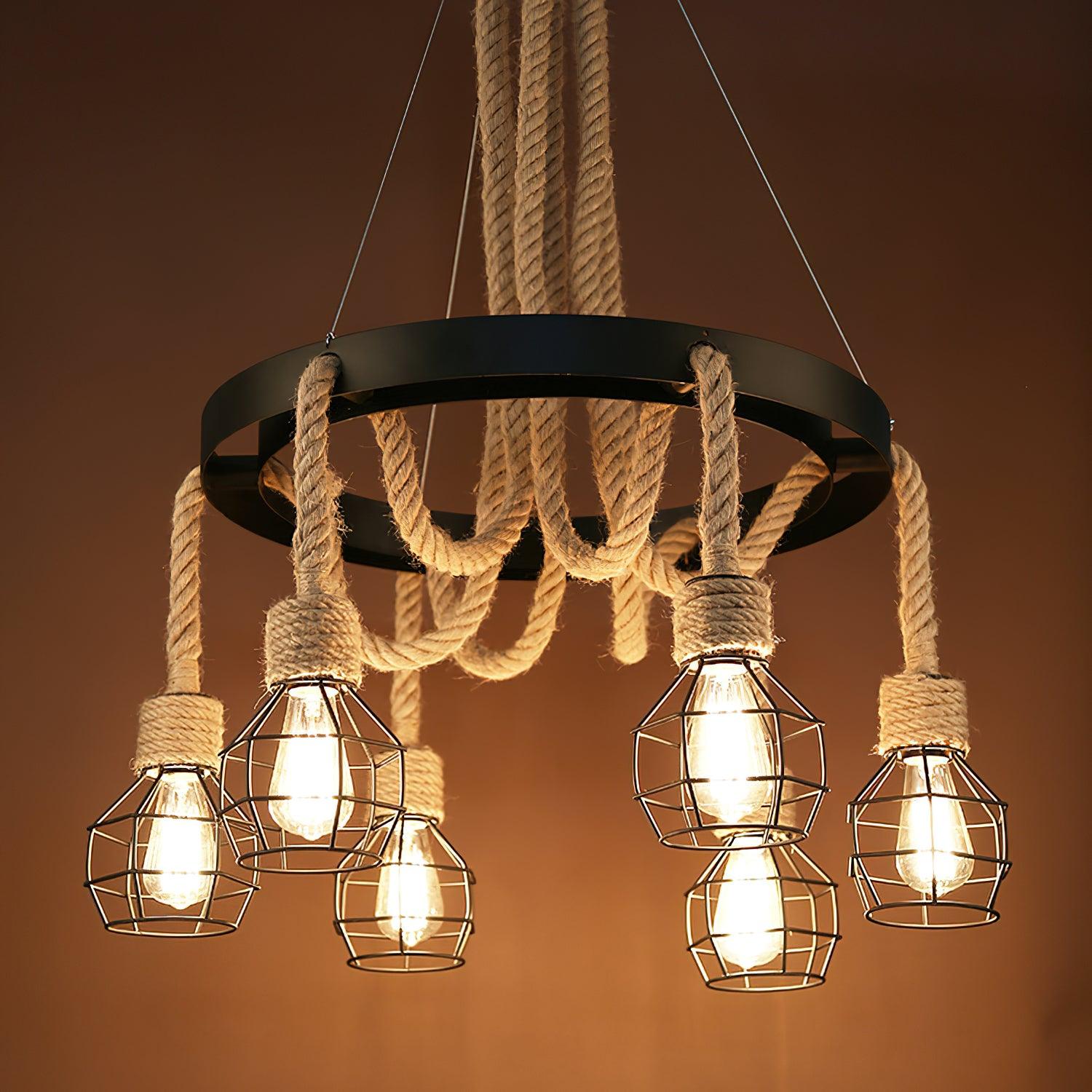 Hemp Rope Industrial Starfall Chandelier