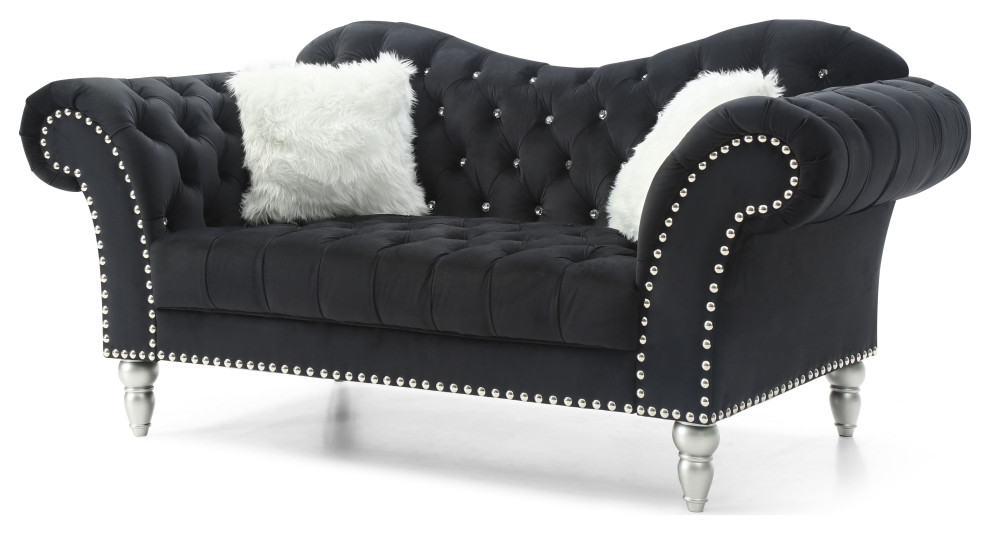 Wilshire Sweetheart Back Tufted Loveseat   Traditional   Loveseats   by Glory Furniture  Houzz