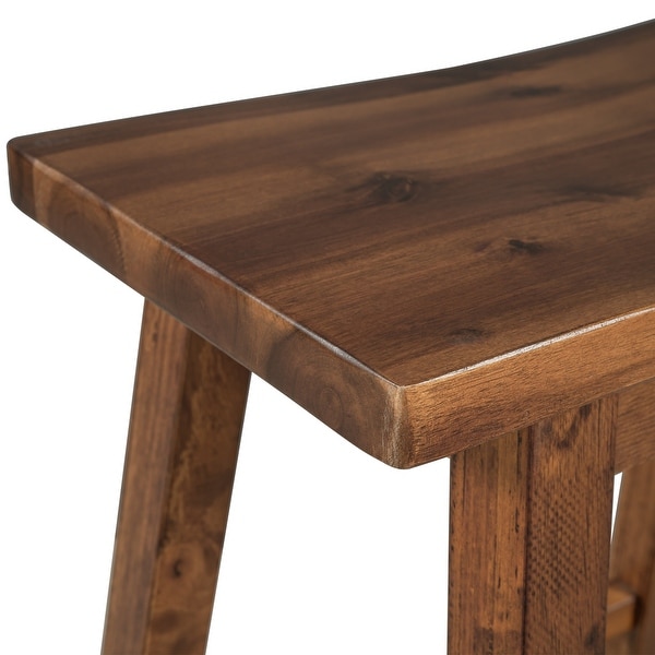 2 Piece Farmhouse Rustic Counter Height Wood Kitchen Dining Stools for Small Places， Walnut