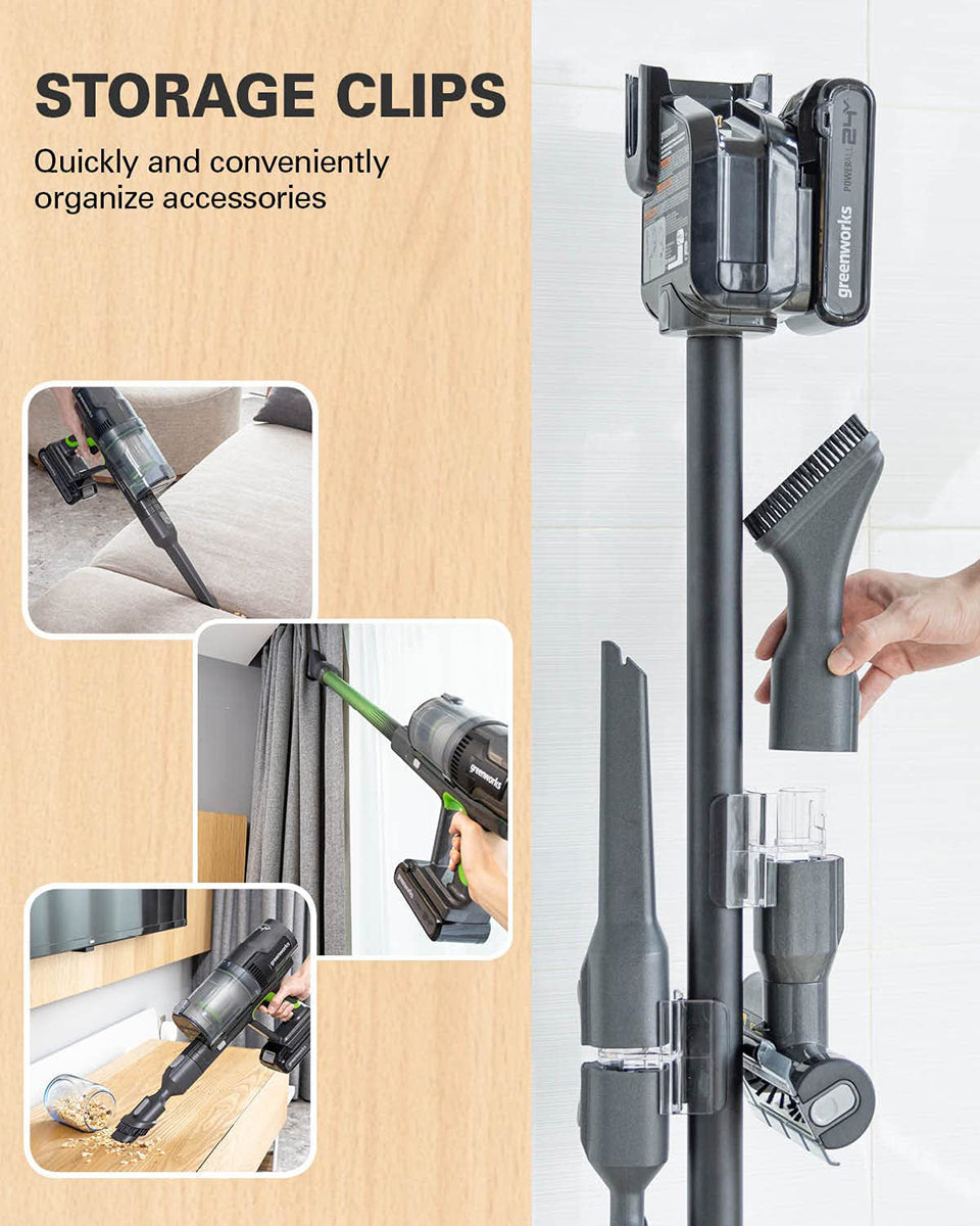 24V Green Cordless Stick Vacuum Bundle | Greenworks Tools