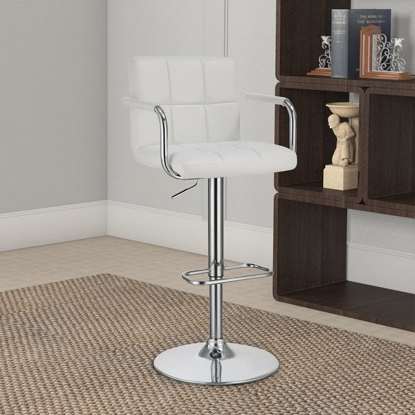 Swiveling Bar Stool， White - 37 H x 20.75 W x 19 L Inches