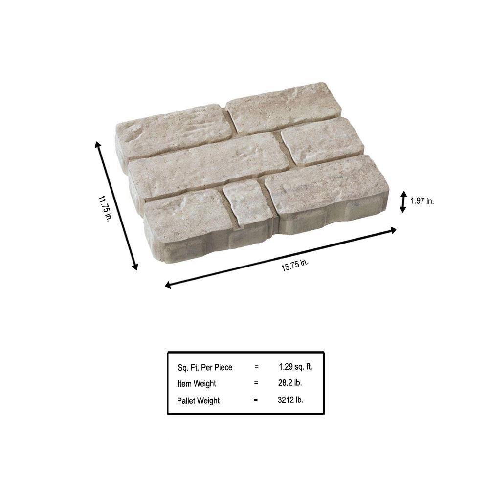 Valestone Hardscapes Rockford Stone 15.75 in. x 11.75 in. x 2 in. Cotswold Mist GrayTan Concrete Step Stone (112 Pcs  149 sq. ft.  Pallet) 12052407