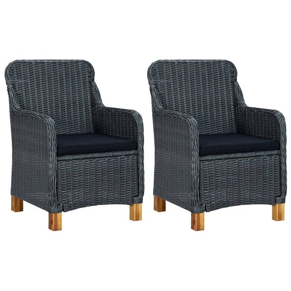 3 Piece Garden Lounge Set with Cushions Poly Rattan Dark Gray - Overstock - 35106127