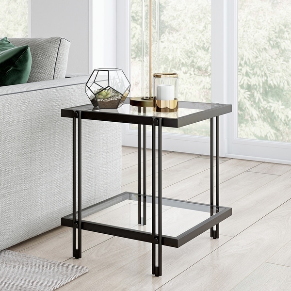 Inez Modern Metal and Glass Side Table