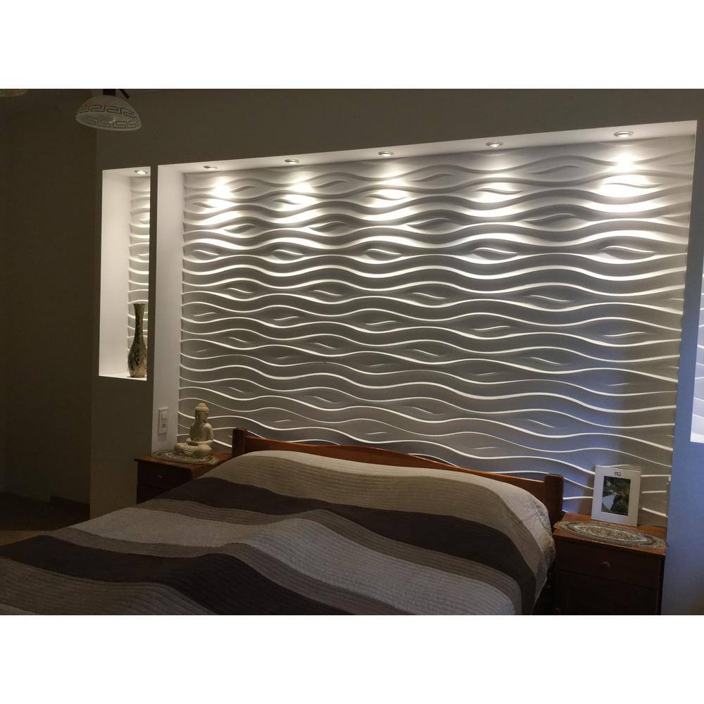 A La Maison Ceilings Ocean 2 ft. x 2 ft. Seamless Foam Glue-up 3D Wall Panel (48 Sq. Ft.  Pack) OC-SWP-PW