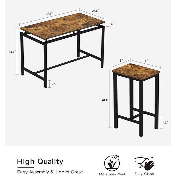 4 - Person Counter Height Dining Set with Wooden Panel and Metal Frame