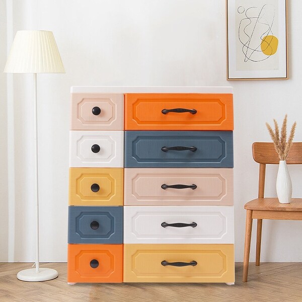 Plastic 10-Drawers Dresser Colorful Storage Cabinet Chest - - 37133711