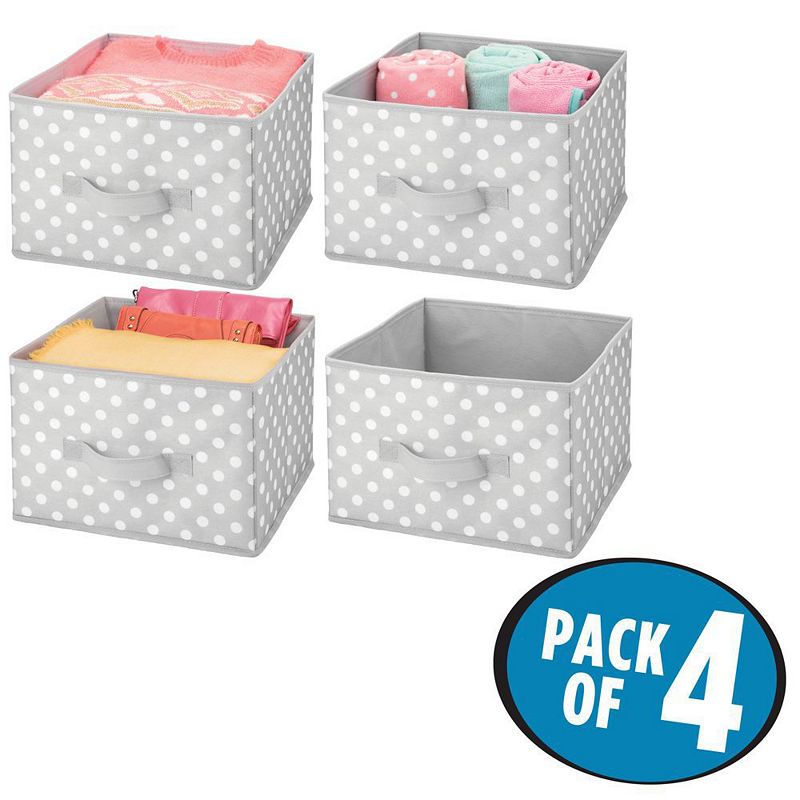 mDesign Kids Polka Dot Fabric Closet Storage Organizer Cube Bin - 4 Pack