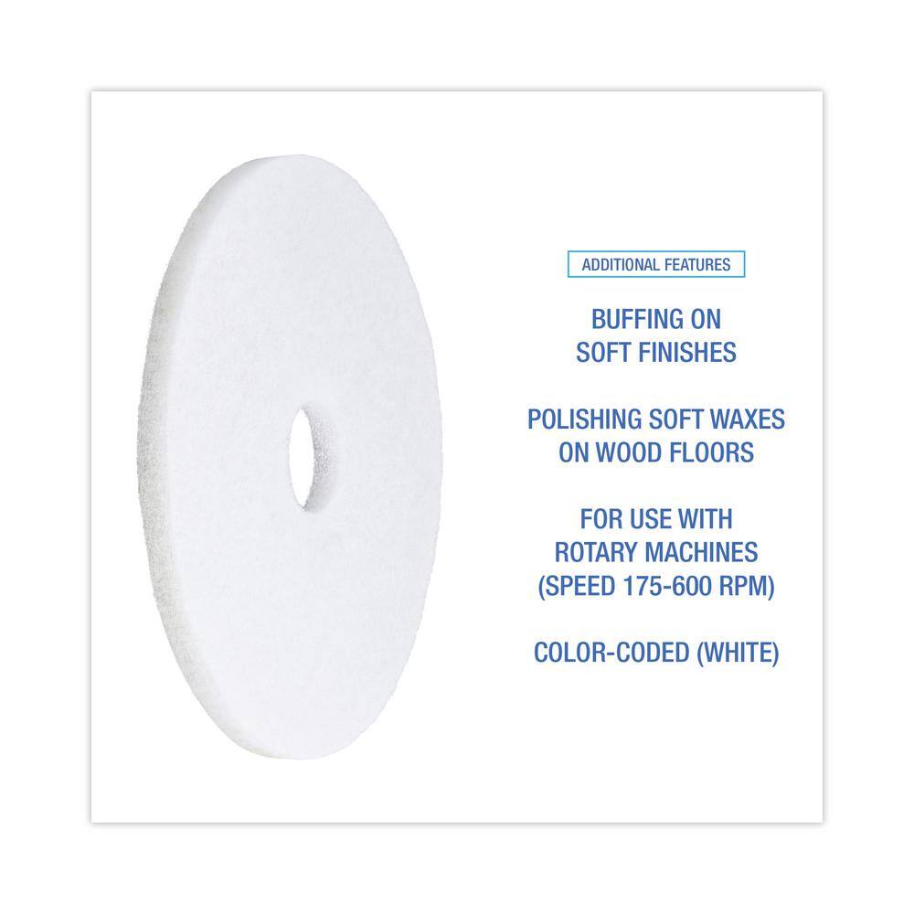 Boardwalk Polishing Floor Pads 17 in. Dia White (5-Carton) BWK4017WHI