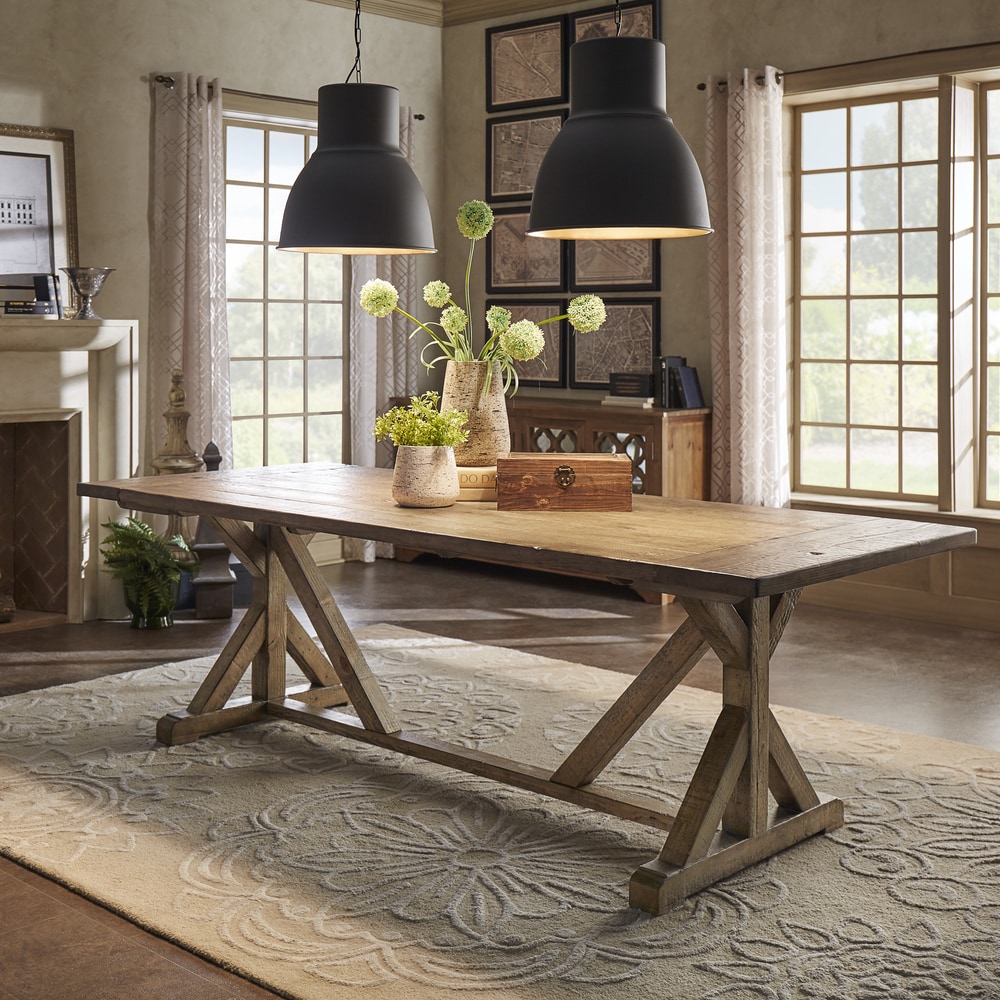 Paloma Rustic Reclaimed Wood Trestle Farm Table by iNSPIRE Q Artisan