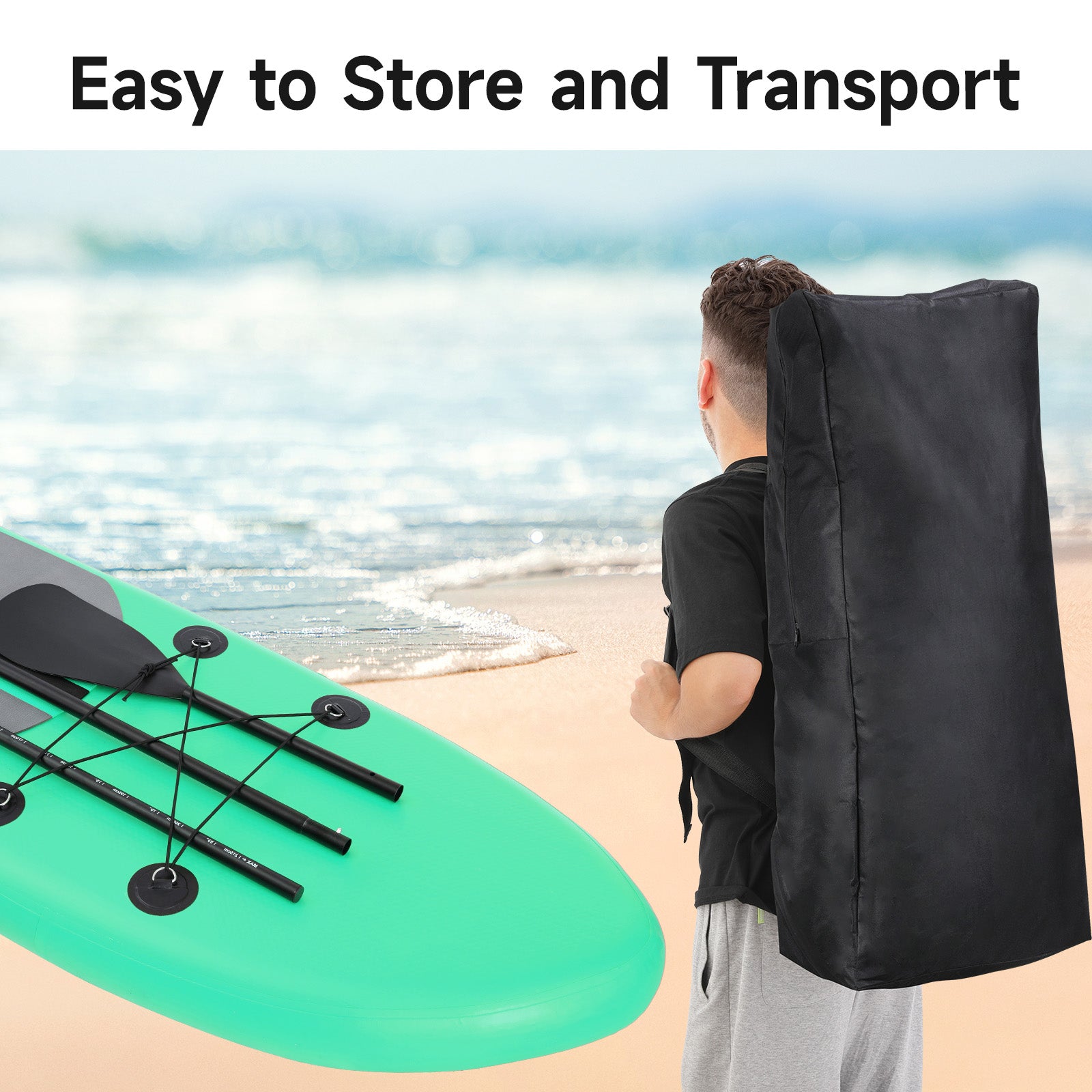 10FT Inflatable Paddleboard with Double Action Pump,  Adjustable Paddle, SUP Accessories and Carry Bag