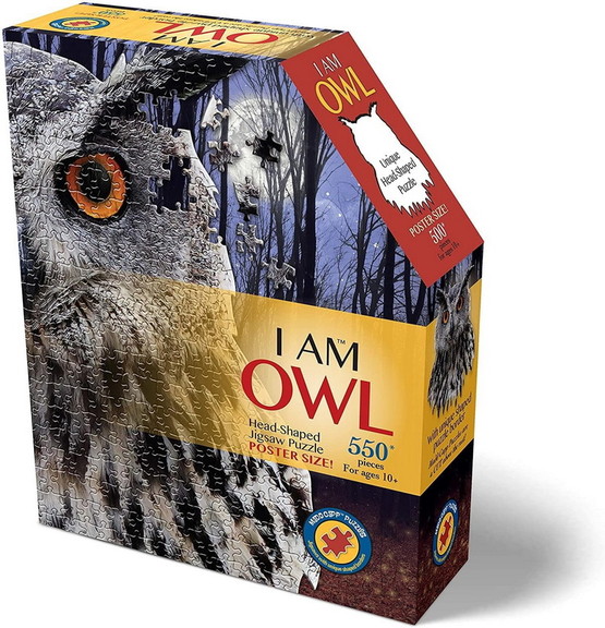 I AM Owl 550 Piece Animal Head Shaped Jigsaw Puzzl...