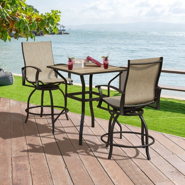 Domi Outdoor Living 3Piece Metal Outdoor Patio Serving Bar Dining Set