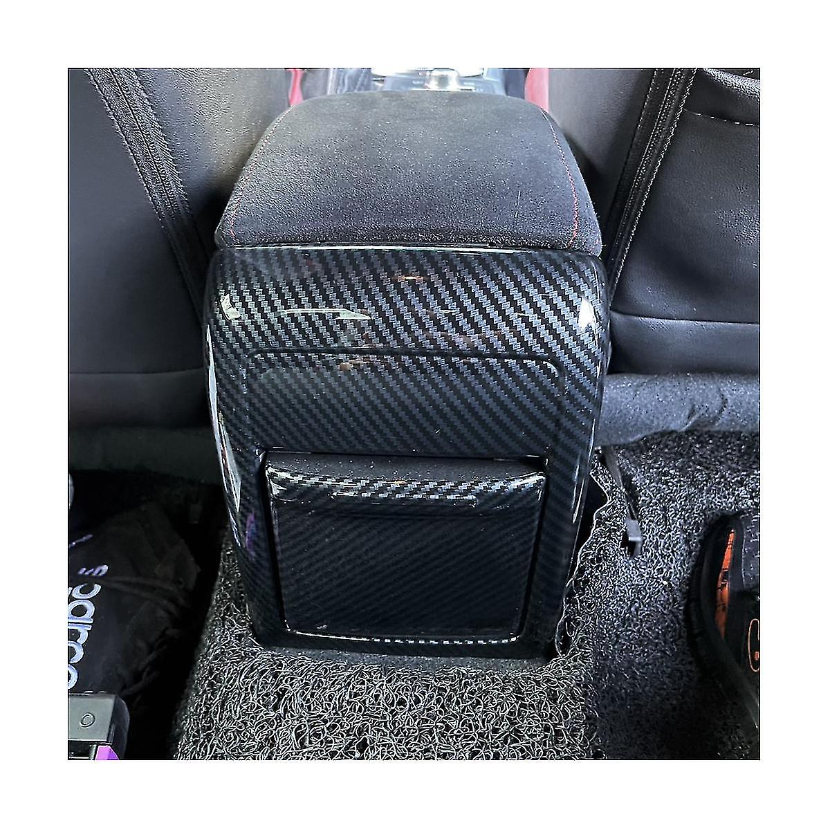 Car Carbon Fiber Rear Air Condition Vent Outlet Frame Anti-kick Panel Cover For / 2015-2017