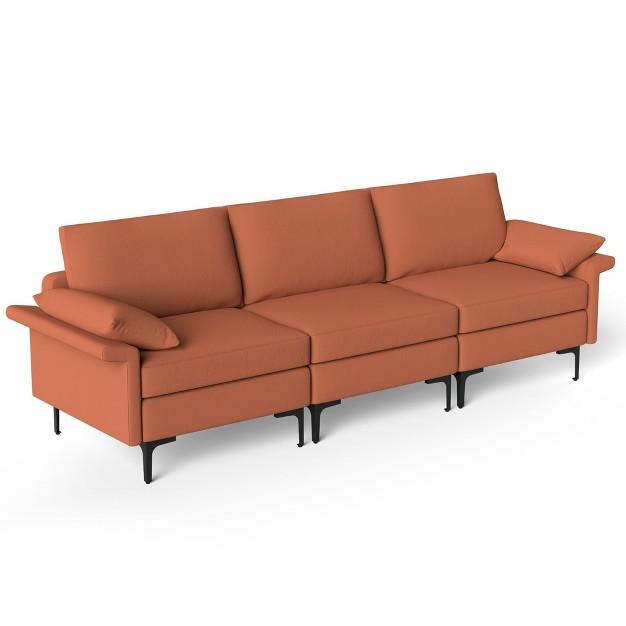 Costway Modern Modular Fabric 3 seat Sofa Couch Living Room Furniture W Metal Legs Red green