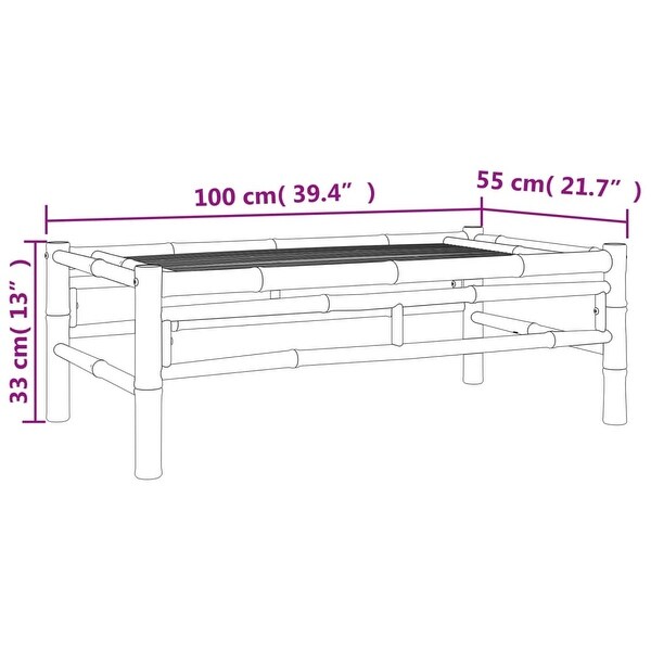 vidaXL Patio Bench with Cream White Cushions Bamboo