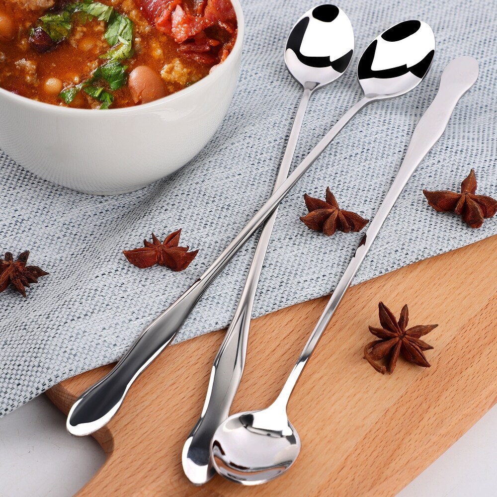 Stainless Steel Spoons 4 Pcs Soup Spoon Oil Salt Sugar Dining Spoons 10\