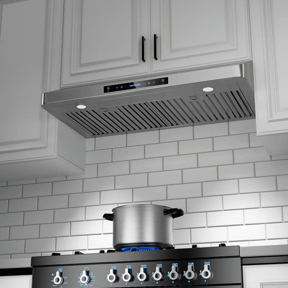 iKTCH 30 in 900 CFM Ducted Under Cabinet Range Hood in Stainless Steel 4 Speed Gesture Sensing and Touch Control Panel