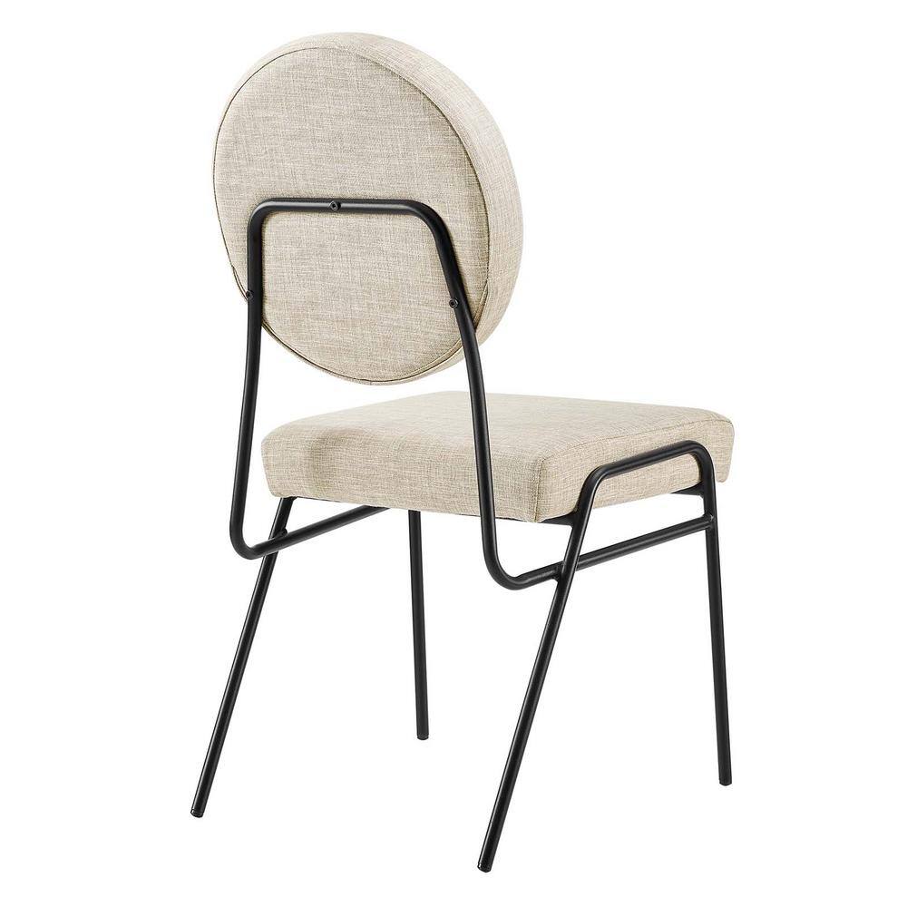 MODWAY Craft Upholstered Fabric Dining Side Chairs - Set of 2 in Black Beige EEI-6582-BLK-BEI