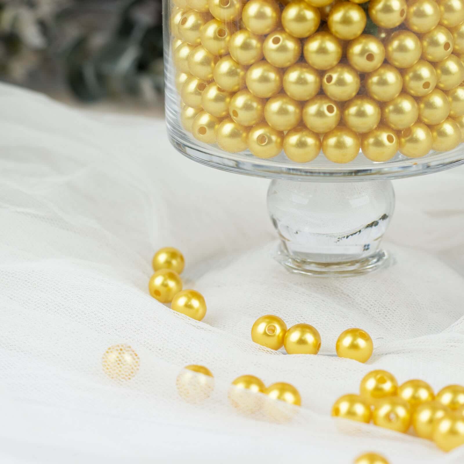 1000 Pack Metallic Gold Faux Craft Pearl Beads and Vase Filler 10mm