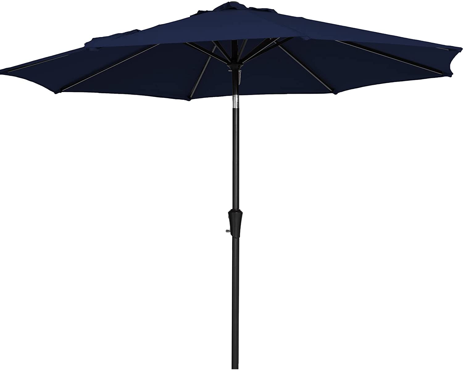 CozyBox Navy Blue Premium 9ft Patio Umbrella Backyard Sun Shade with 8 Ribs/Tilt Adjustment and Crank Lift System Outdoor Umbrella