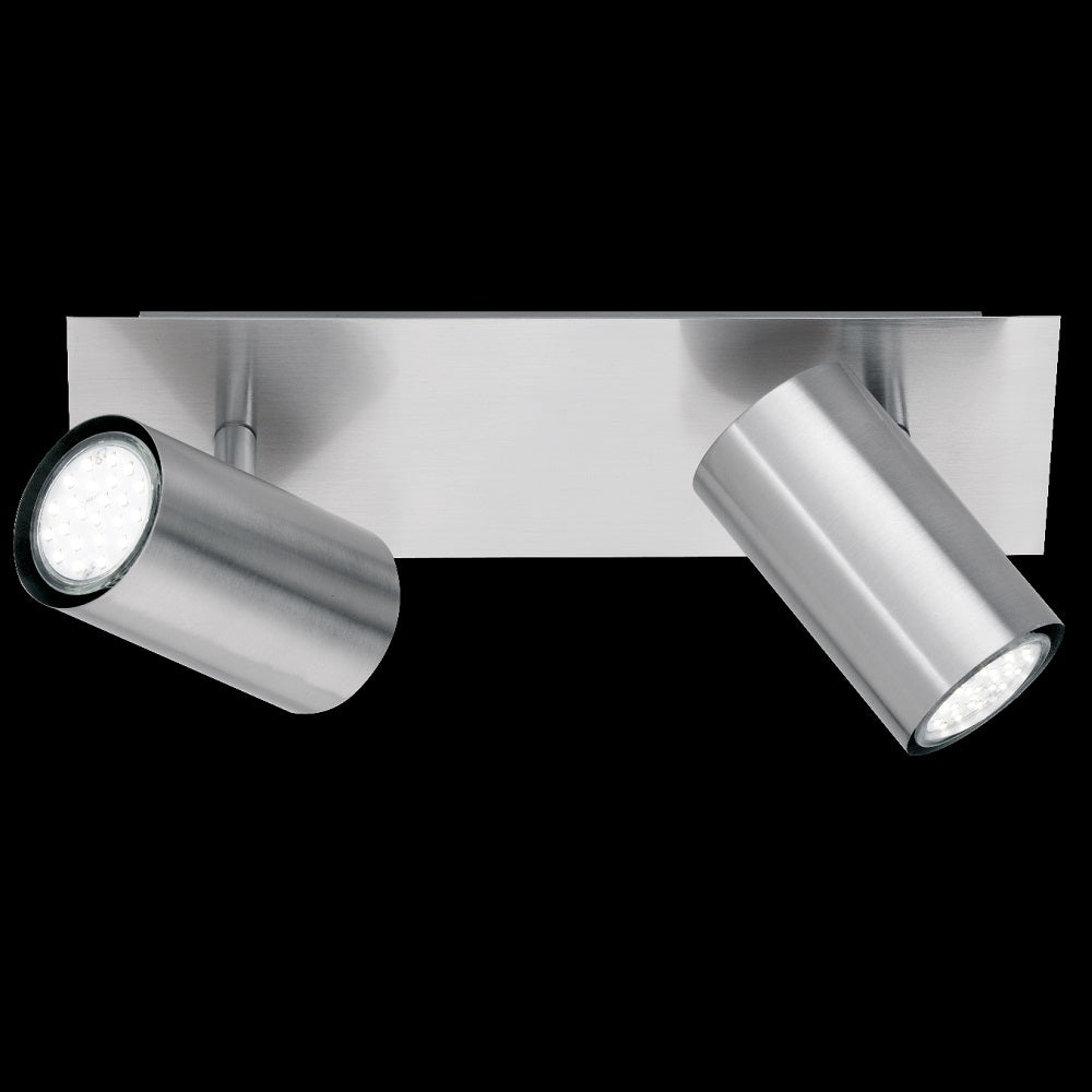 Britalia BR802400207 Satin Nickel Modern 2 Lamp Square Plate Bar Cylindrical Head Spot Light