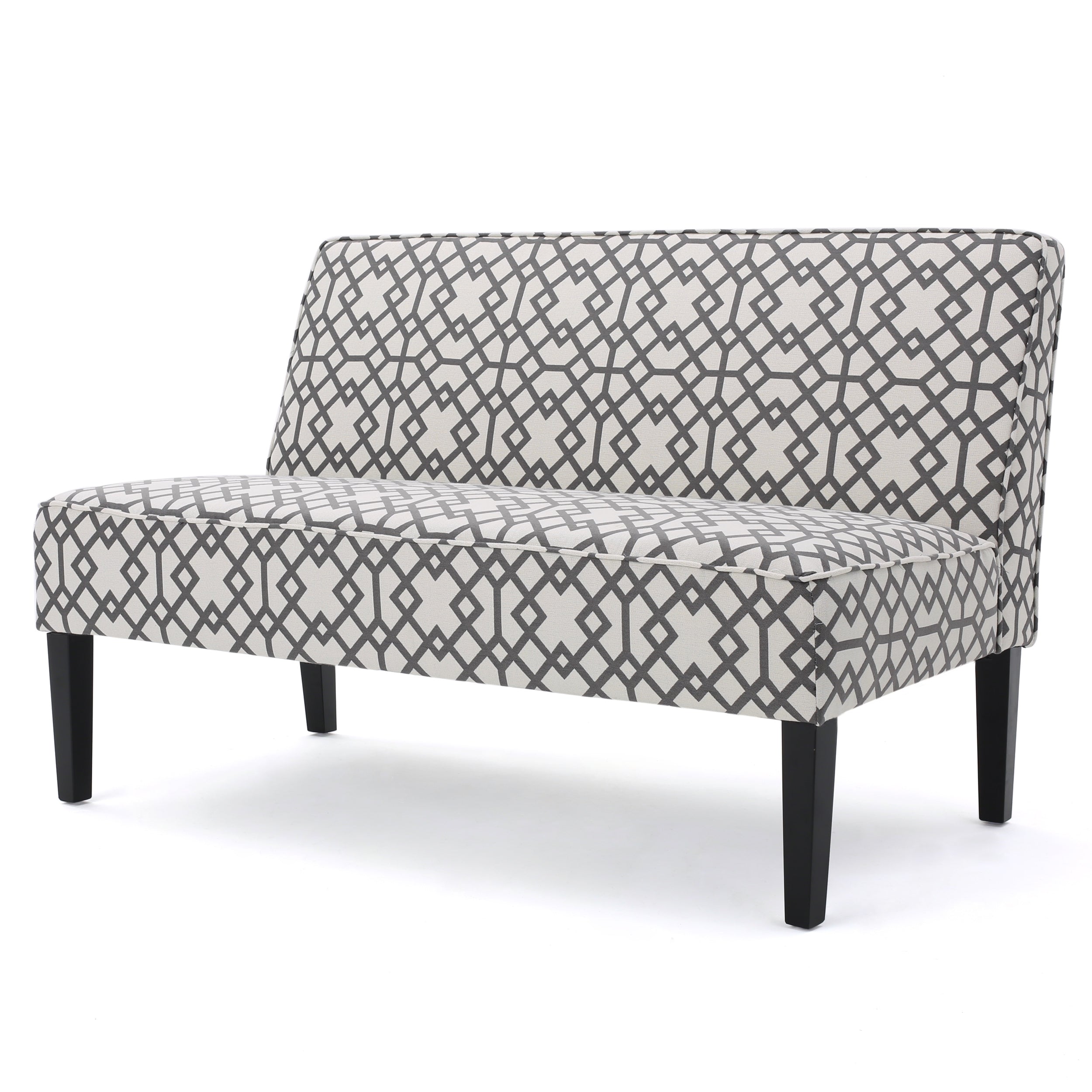 Charlotte Grey Geometric Patterned Fabric Settee