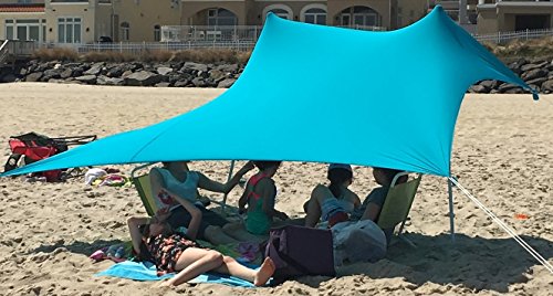 EZthings Sun shade Protection Beach Tents - Lightweight Tent Canopy with Sandbag Anchors (Royal Blue， 8.2 ft x 5 ft - 5.4 ft Tall)