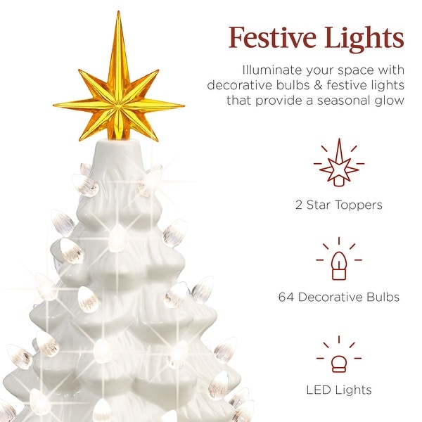 PreLit Ceramic Tabletop Christmas Tree with Lights