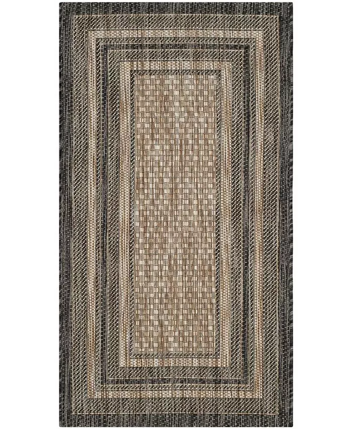 Safavieh Courtyard CY8475 Natural and Black 2'7 x 5' Outdoor Area Rug