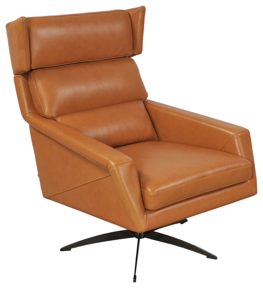 Hansen Full Leather Modern Swivel Chair  Tan   Contemporary   Armchairs And Accent Chairs   by Moroni  Houzz