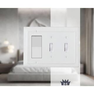 Monarch Abode Architectural 3-Gang 2-Toggle1-DecoratorRocker Wall Plate (Classic White) 19056