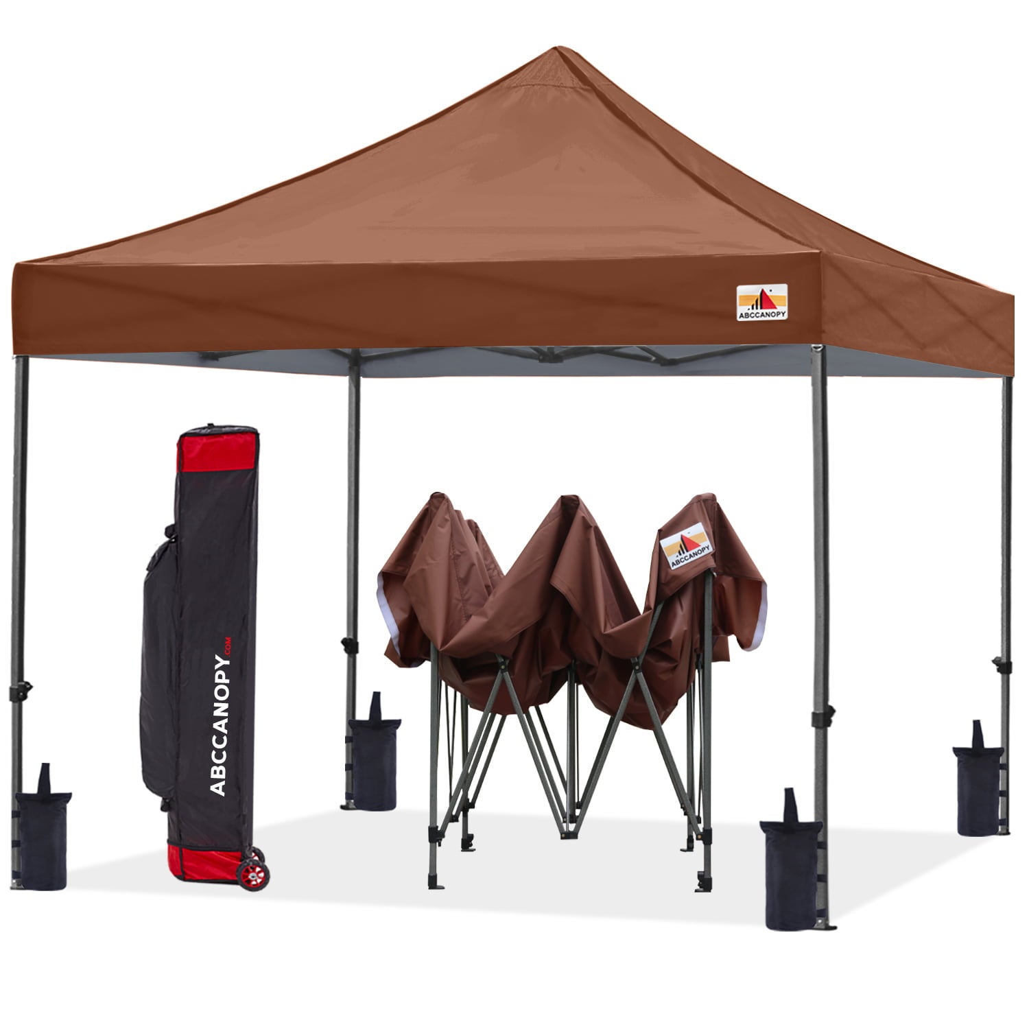 ABCCANOPY 10ft x 10ft Sturdy Instant Shelter Metal Outdoor Pop up Canopy，Brown