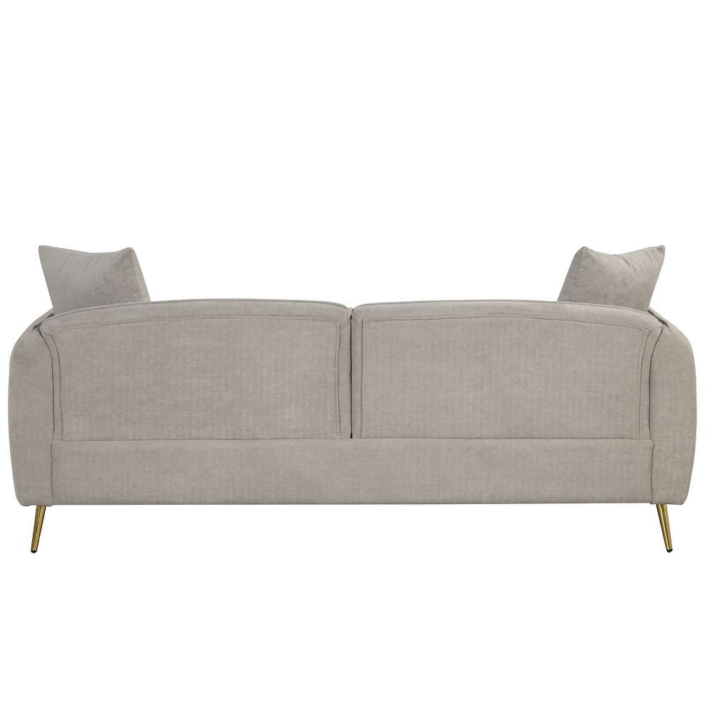 2 Piece Velvet Upholstered Sofa Sets with Loveseat Golden Metal Legs