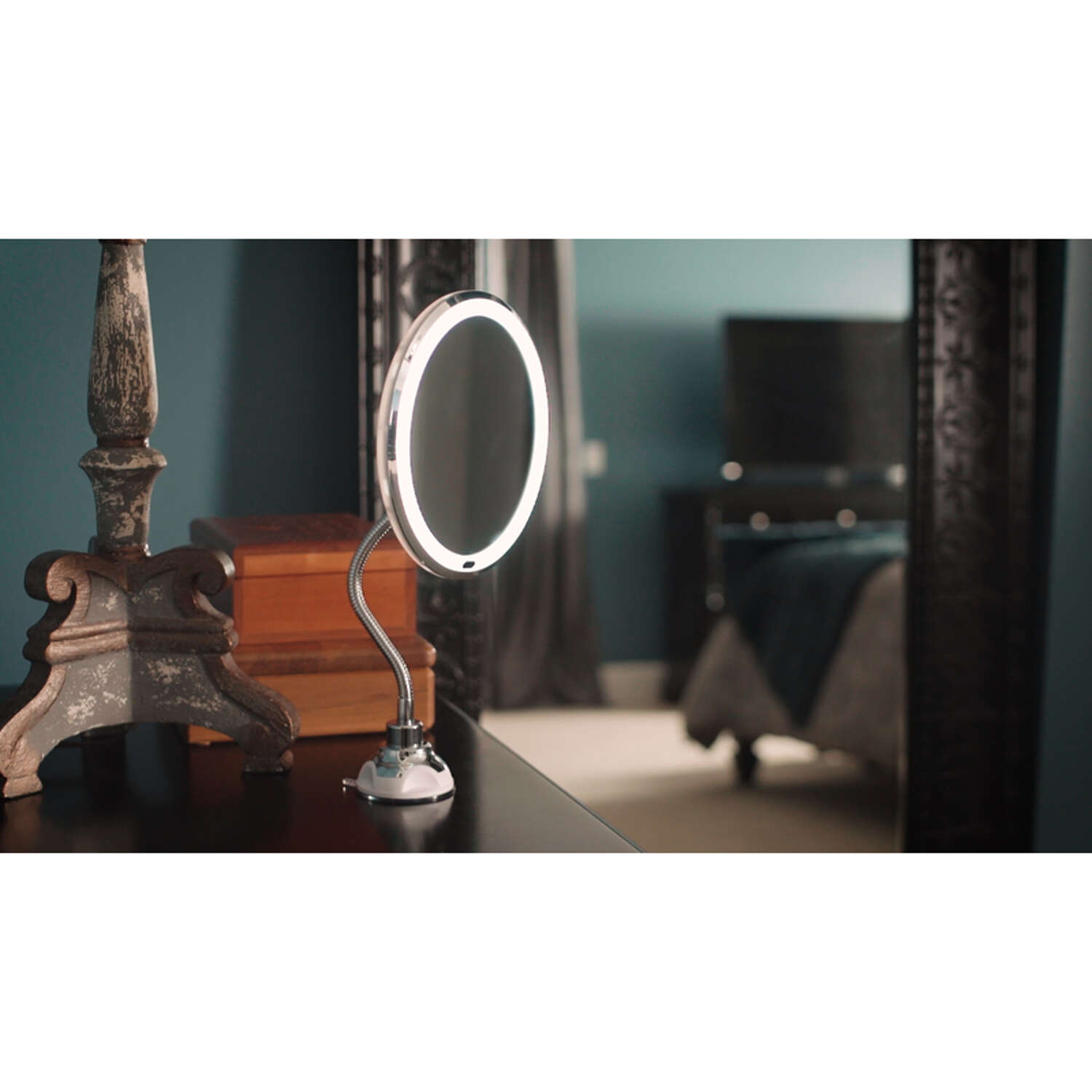 NuBrilliance As Seen On TV 14.5 in. H X 7 in. W Flexible LED Vanity Mirror Silver