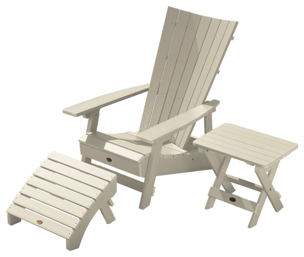 Manhattan 3 Piece Beach Adirondack Set   Beach Style   Outdoor Lounge Sets   by highwood  Houzz