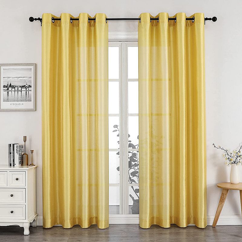 Kate Aurora Home Living 2 Piece Lightweight Basic Sheer Grommet Top Curtain Panels