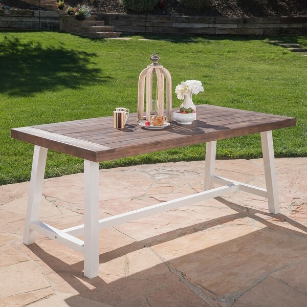 Outdoor Sandblast Finished Dining Table with Rustic Metal Finished Iron Legs