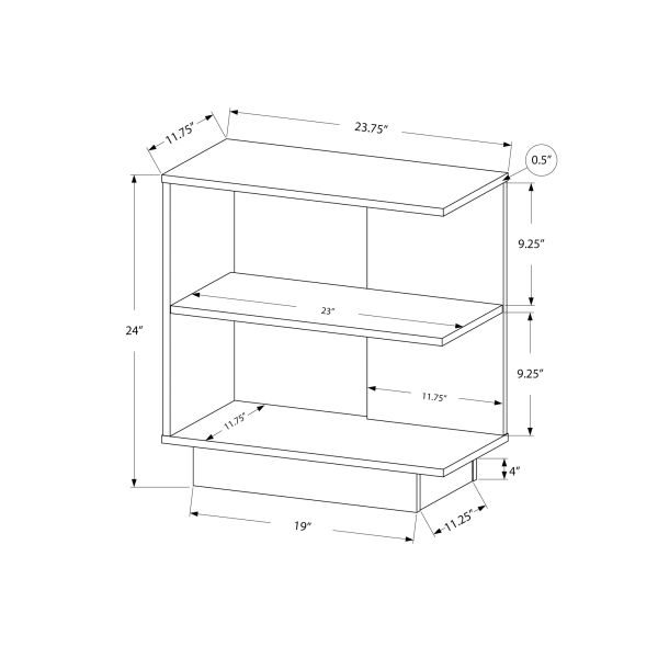 Accent Table， Side， End， Narrow， Small， 3 Tier， Living Room， Bedroom， Brown Laminate， Contemporary， Modern